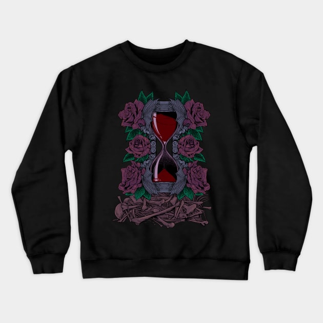 Bones and Roses - Gothic Hourglass Crewneck Sweatshirt by Modern Medieval Design